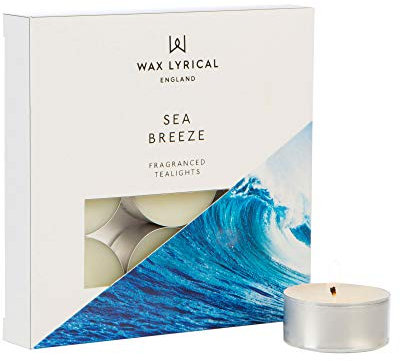 Wax Lyrical Scented Tealight Candles, Seabreeze Box of 9, Blue