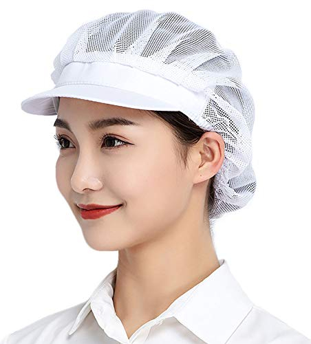 Jaspfct 1 Stück / 4 Stück Kochmützen Küche Bäcker Kochen Haarnetze Lebensmittel Service Kappen für Erwachsene, Whitenet, Einheitsgröße