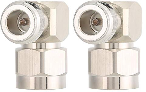 2 connettori coassiali ad angolo retto da 50 ohm, da maschio a femmina N, adattatore ad angolo retto, per angoli stretti e schermo piatto TV, adattatore F 90 gradi per cavi coassiali