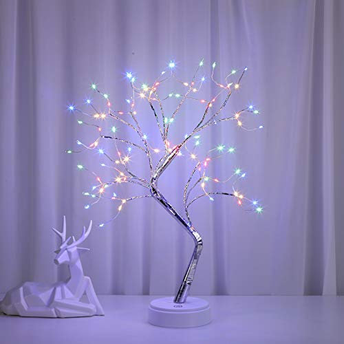 Lampada da Tavolo Albero Luminoso Lampada a Forma di Albero con LED Lampada Albero Bonsai a Batteria/USB Luci Notturne per Feste Matrimonio Compleanno Altezza 50cm (Multicolore)