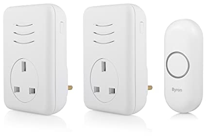 Byron Wireless Doorbell Set, 2 x Plug-Through Chimes, 150m Range, 16 Melodies, DBY-22317UK