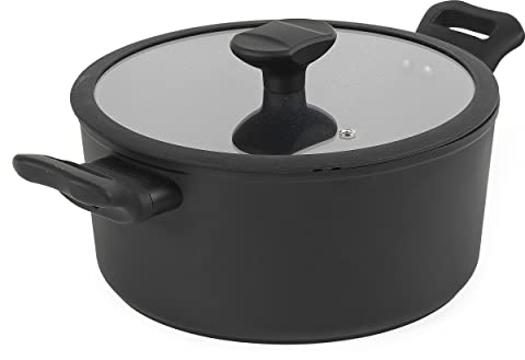 Russell Hobbs RH01863EU7 Crystaltech Graphite Tall - Pentola antiaderente, 20 cm, bordo alto, cottura con poco olio o senza, adatta all'uso con utensili di metallo, alluminio forgiato