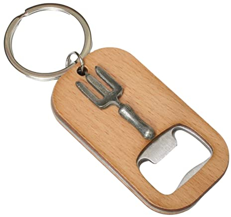 Garden Fork Keyring Bottle Opener Wooden Stainless Steel Key Chain Gift 148