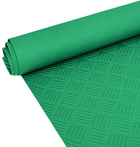 Gummimatte Riffelmatte Meterware 3mm Riffelblech Gummiläufer Riffelblechmatte als Werkstattboden, Bodenbelag, Werkbank Auflage, Gummi Matte für Anhänger, Garage Grün 400 x 100cm