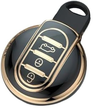 StyleC Remote Car Key Case Shell compatible with BMW Mini COOPERS ONE Countryman JCW F56 F55 F54 F57 F60 (Black Gold)