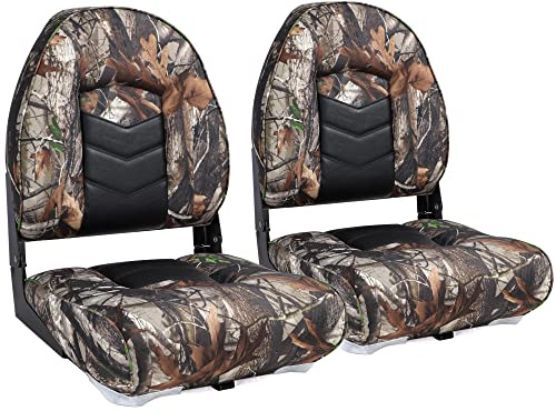 NORTHCAPTAIN Premium Marine Boat Chair 2 Pack,Camo/Black High Back Folding Fishing Boat Seat for Fishing, Bass/Jon/Pontoon Boats, 4 Mounting Screws Included