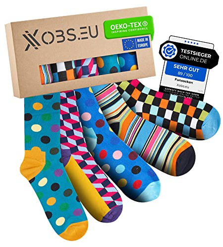 Xobs.eu Bunte Socken 5er Set *40-43* | Lustige Socken | Lustige Geschenke für Männer & Frauen | Coole Socken | Klimaneutral - ideal für Geburtstag & Co