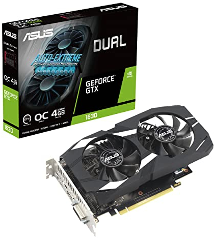 ASUS DUAL NVIDIA GeForce GTX 1630 OC Edition – Carte graphique gaming (4GB GDDR6, HDMI 2.0b, DisplayPort 1.4a, DVI-D, Anti-Poussière IP5X)