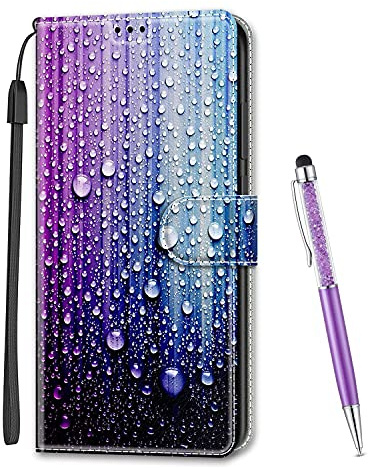 MadBee Coque Compatible avec iPhone 14 Pro Max (6,7 Pulgadas), Imprimé Coloré Motif Portefeuille Housse en Cuir synthétique avec Support et Cartes Compartiments pour iPhone 14 Pro Max (Goutte D'eau A)