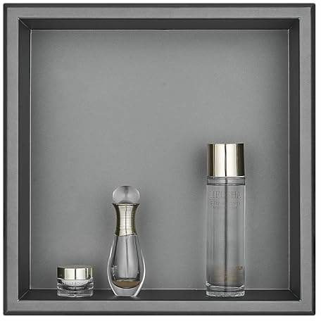 ZHUGE Nicchia Doccia in Acciaio Inossidabile, Inserzione Parete per Nicchia Doccia Piastrellabile, Ripiano a Incasso per Conservazione Doccia per Shampoo Prodotti per la, 30 x 30cm, Grigio