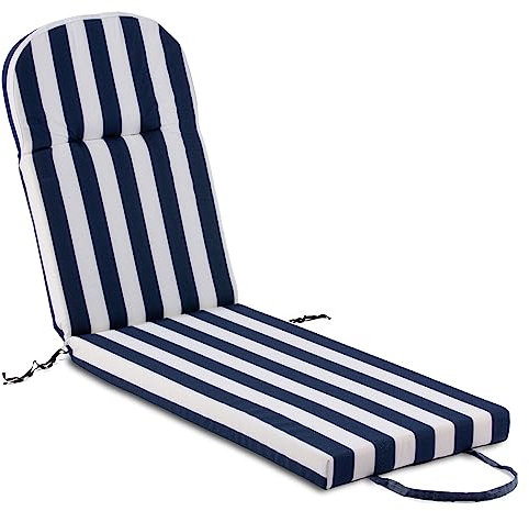 TECNOCUCI Materassino per sdraio da giardino - 100% Made in Italy - Cuscino per esterni - Rigato Bianco Blu