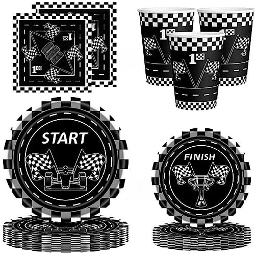 16 Black-and-White Checkered Racing Theme Party are Used to Decorate ,Friends' Parties,Boys and Children at Racing Theme Birthday Parties.