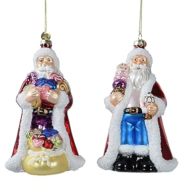 Kaemingk Christbaumschmuck Glas 16cm 1 Stück Sortiert Weihnachtsmann mundgeblasen - Rot - Bunt