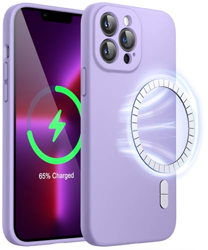 JETech Magnetic Silicone Case for iPhone 13 Pro Max 6.7-Inch, Compatible with MagSafe, Phone Cover with Camera Lens Full Protection (Light Purple)