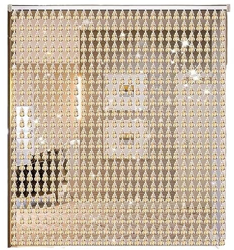 Beaded Curtain For Room Divider Traditional Wedding Beaded Curtain Door, Acrylic Beaded Door Curtain Hanging Glass Door Beads Curtains Clear Crystal Room Bead Partition Curtain ( Color : Gold , Size :