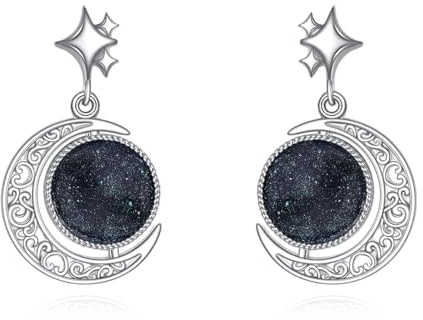 Mond und Stern Ohrringe Ohrstecker Sterling Silber Galaxie Mondsichel Baumelnd Schmuck für Frauen Astronomin Weltraum Erforschung Enthusiast