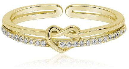 Meissa Mütter Tag Geschenke von Tochter Knoten Ring Größe einstellbar Mutter Tochter Ring 925 Sterling Silber Herz Bond Ring Geburtstag Weihnachten Geschenke Schmuck Geschenk, Gold