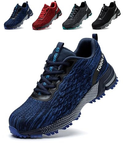 TQGOLD Scarpe Antinfortunistiche Uomo Leggere Comodo Donna Scarpe da Lavoro con Punta in Acciaio Ammortizzazione Traspiranti Antiscivolo Scarpe Protettive Industriali(Blu,40EU)