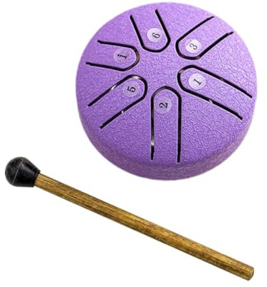 EIRZNGXQ Steel Tongue Drum, Buddha Stones Mini Steel Tongue Drum, 6 Note Worry Free Drum, 3 inch Handpan Drum, Percussion Musical Instrument with Drumstick