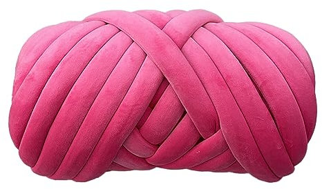 Chunky Cotton Tube Garn Handgestrickte Kristall Weiche Samt Gefüllte Garn 3cm Dicke Erstellen Grobe Warme Atmungsaktive Decken für Arm Stricken und DIY Projekte Tasche (24 Rose Rosa)