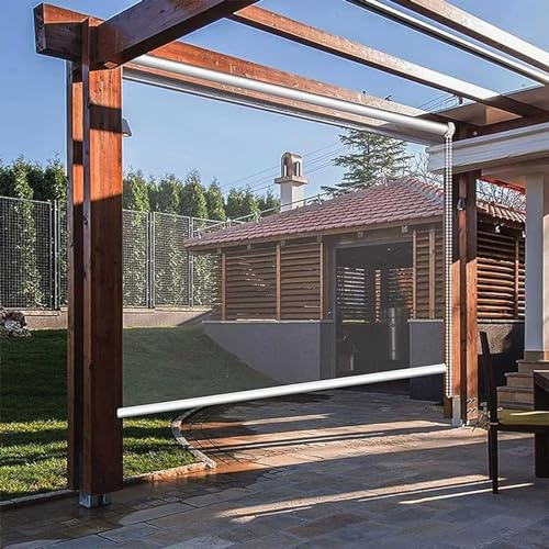 Transparent Roller Blinds Waterproof Clear Roll Up Blinds Roller Blinds Outdoor Pergola Roller Shade Blind PVC Transparent Vinyl Waterproof Curtain Wind and Dust Proof,190 * 200cm