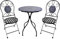 BrackenStyle Metal Mosaic Folding Bistro Garden Set - 60cm Round Table and 2 Foldable Chairs Outdoor/Indoor Patio Seating (Purple & White, 3 Piece)