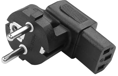 YAODHAOD Kaltgerätestecker Typ F (CEE 7/4) 90° gewinkelt auf C13 C5 Buchse für PC, Monitor, TV, PS3, PS4 Pro, Computerdrucker (90° CEE 7 auf C13)