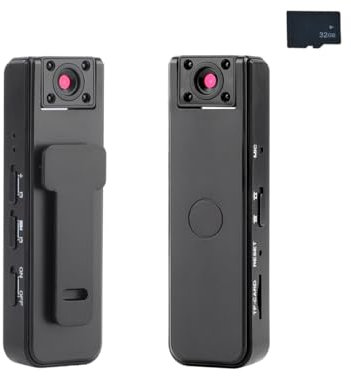 Caméra enregistreur 32GB Caméra portable Recorder Camera 1080P HD Batterie 500mAh Fonctions d'enregistrement audio et vidéo Enregistreur pour voyage en plein air Cyclisme avec 32GB carte mémoire