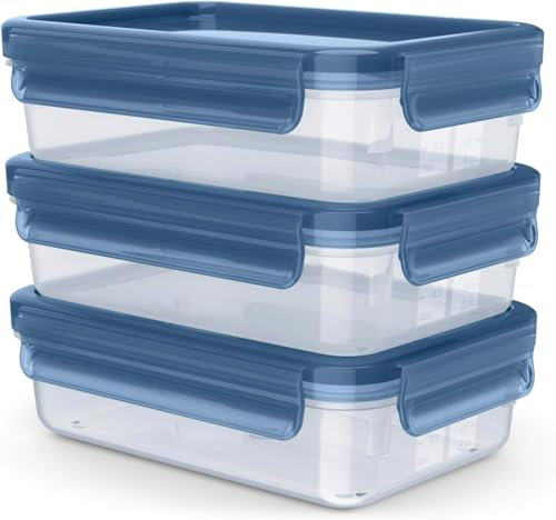 Tefal Juego de 3 Recipientes Masterseal Eco 0,8L: Ecológico, Hermético, Apto Microondas, Sin BPA, Apto Lavavajillas y Congelador. 30 Años de Garantía, Fabricado en Alemania - N1171718