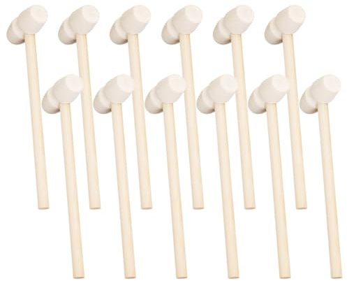 FSSTUD 12 Pcs Mini Wooden Mallets Small Unfinished Wood Hammers Little Breakable Hammers Crafting Mallets Gavel Hammering Pounding Hammers for Educational