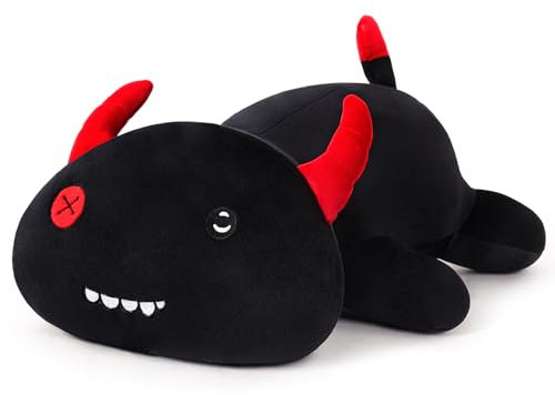 SNOWOLF Nette Rinder Plüsch Umarmung Kissen Gefüllte Tiere Spielzeug, Kawaii Plüsch Spielzeug Super Soft Cartoon Wurf Kissen für Mädchen für Jungen Brithday Geschenk (30cm, Schwarz)