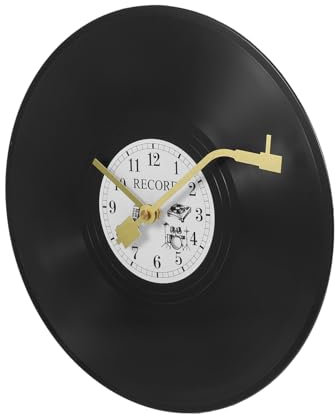 Cabilock Vintage Wanduhr Im Schallplatten-Design Für Wohnzimmer Und Büro Retro Dekoration Für Innenräume Kreative Schwarze -Uhr Mit Goldenen Zeigern