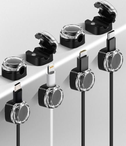 FAOKZE 8 Stück Kabelhalter Magnetisch, Kabel Organizer Selbstklebend,Kabel Organizer Schreibtisch,Kabel Management Organizer Schreibtisch, für Schreibtisch, Nachttisch