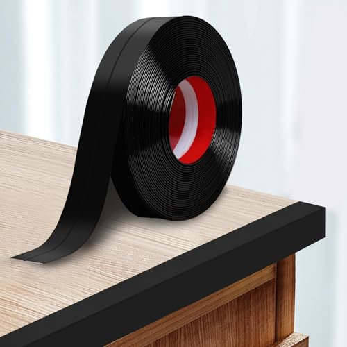 SDLDEER Plinthe souple autocollante - 4 cm x 7 m - Protection des bords - Plinthe souple flexible - Pour portes, fenêtres, murs, cuisine, carrelage (noir)