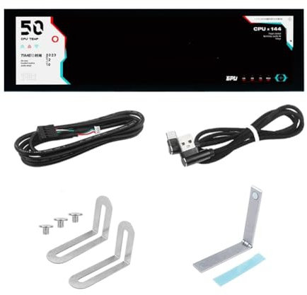 LOLPALONE Monitor de temperatura de computadora de 8.8 pulgadas (compatible con tema dinámico), pantalla secundaria IPS tipo C, CPU, RAM, HDD, datos, monitor FPS, color negro