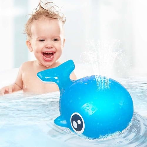 Yotutun Baby Badespielzeug - Wasserdichte Kleinkind Badewanne Sprinkler mit LED Whale Induction Automatischer Wasserstrahl für Kinder