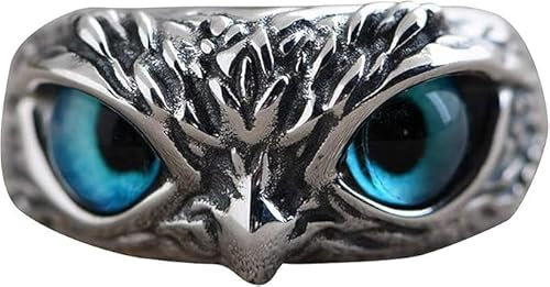 SLEEKEE 2 Stück Eulenringe, Vintage-Ringe, Tierelementringe, Verstellbare Ringe, Kreative Aufkleber