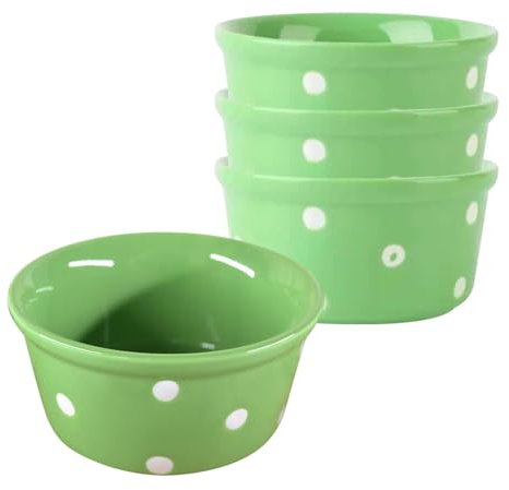 Lot de 4 ramequins verts de 230 ml, plats à soufflé, passent au four, parfaits pour friteuse à air et cuisson en céramique durable