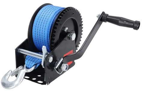 Treuil manuel robuste en acier allié, 1 600 lb, avec sangle en nylon, pour levage industriel, camion, remorque, VTT