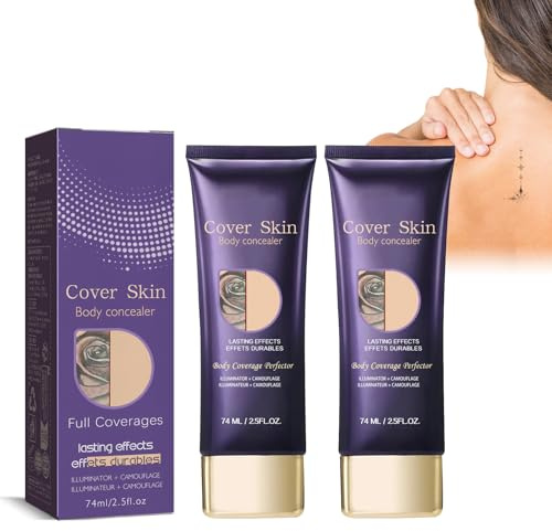 2 Stück Make-up Cover, Stark Deckende, Wasserfeste Foundation, Tattoo Abdeckung Make Up, Body Coverage Perfector, für Tattoos,Narben,Tätowierungen, Geeignet für alle Hauttypen
