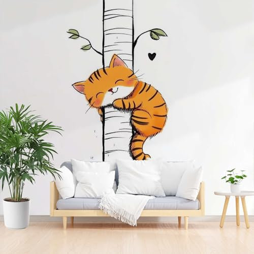 Dppyuxa Papier Peint Chambre Enfant Chat Papier Peint Panoramique 450x315 Salon Décoration Murale, Tapisserie Murales 3D Intissé pour Photo Décoration Murale