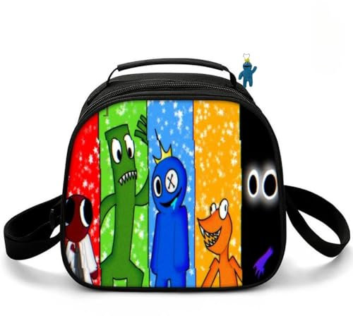 Bolsa de almuerzo de anime arcoíris con llavero, bonita lonchera portátil con aislamiento, bolsa térmica para adolescentes y estudiantes (B)