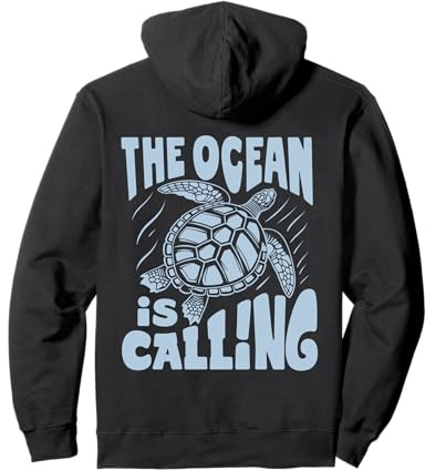 THE OCEAN IS CALLING X Nature Beach Turtle Schildkröte. BACK Pullover Hoodie