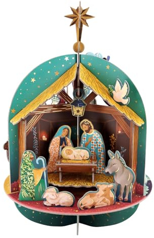 SANTORO Pop and Build - Weihnachtskrippe Countdown Adventskalender 3D Pop Up - 25 verschiedene Teile für jeden Tag - Geschenk für Kinder und Erwachsene