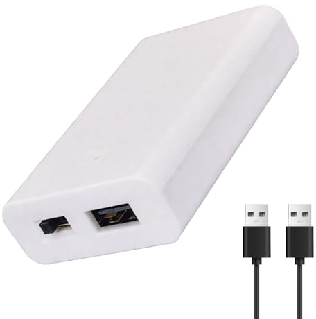 1 Pcs Battery Case Box with USB Port, 3 X AA Battery Power Bank, Battery Holder Case with On/Off Switch Cover for 4.5V LED Strip Lights, Fairy String Lights and Christmas Decorations (White)