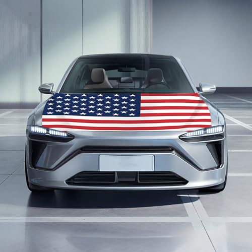 Aoseiens US Flagge Motorhaube, Amerikanische Flagge Auto, Motorhauben Fahne Amerikanische, Fan Artikel für Fußballspiel, Fußball Auto Motorhaube Überzieher Flaggee für Lkw, Pkw und SUVs