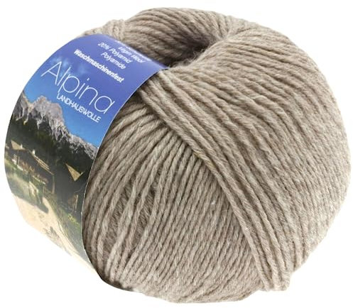 LANA GROSSA Alpina | Landhauswolle und Trachtengarn, waschmaschinenfest | Handstrickgarn aus 80% Schurwolle & 20% Polyamid | 100g Wolle zum Stricken & Häkeln | 210m Garn 1