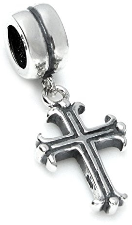 Charm-Anhänger aus Sterlingsilber mit christlichem Glaube, Kreuz, für europäische Charm-Armbänder