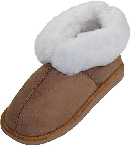 Harrys-Collection Hausschuhe aus Lammfell in 2 Farben mit Fester Sohle, Farben:braun, Schuhgröße:44