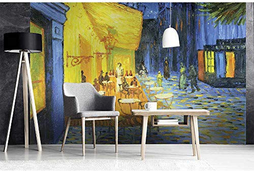 Vlies Fototapete CAFÉTERASSE VON VINCENT VAN GOGH 375 x 250 cm | Vliestapete - Wandtapete inklusive Kleister | PREMIUM VLIES QUALITÄT